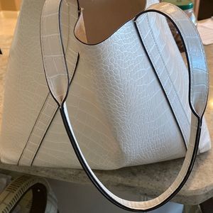 HM faux crock cream tote bag size large